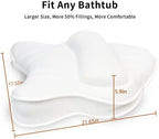 Extra Thick Large Bath Pillow with Neck,Back,Head Support for Bathtub, Spa, Soaking White(21''x17'')