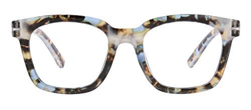 Peepers by PeeperSpecs Women's to The Max Square Light Blocking Reading Glasses, Blue Quartz, 49 + 1.25