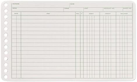 Adams® Ledger Sheets, 5" x 8", Green/White