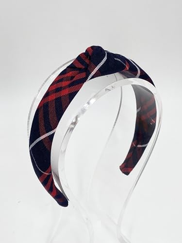 1" Knotted Headband in School Uniform Plaid-Padded headband-Knot at Top-Uniform Headband (Plaid 36)
