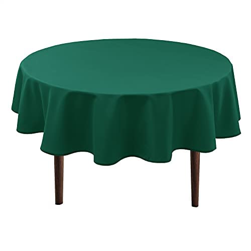 Hiasan Round Tablecloth 80 Inch - Waterproof Stain Resistant Spillproof Polyester Fabric Table Cloth for Dining Room Kitchen Party, Hunter Green