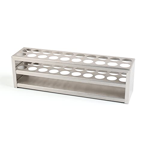 Test Tube Rack, 20 Holes Stainless Steel Test Tube Rack, with Extended Edges Providing Handles, Suitable for Tubes of Dia.≤21mm, Round Holes Test Tube Holder, for Classroom, Lab, TTRS20A1