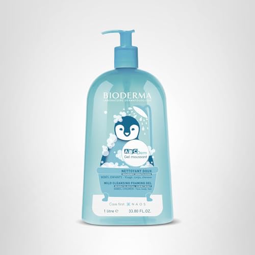 Bioderma ABCDerm Foaming Gel, Gentle Skin Cleanser and Moisturizing Body Wash for Babies and Children, 33.8 Fl Oz