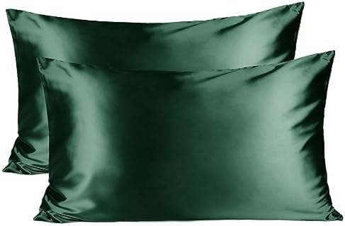 Yanibest Satin Pillowcase, Silk Pillow Cases for Hair and Skin with Zipper, Standard Pillow Cases Set of 2 for 20"x26", Exquisite Packaging for Women Men