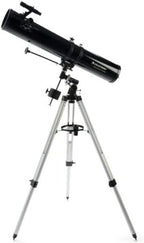 Celestron 21045 PowerSeeker 114EQ Reflector Telescope - Includes Two Eyepieces, Barlow Lens, Height-Adjustable Tripod and Deluxe Accessory Tray, Black