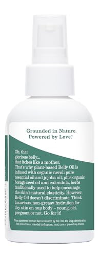 Earth Mama Belly Oil for Dry Skin | Calendula Skin Care Moisturizer Oil to Encourage Natural Elasticity and Help Prevent Stretch Marks During Pregnancy and Postpartum, 4-Fluid Ounce