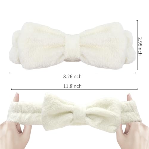 Semato Bachelorette Party Favor Set Bride Spa Headband Bride Headband and Bridesmaid Headband Skincare Headbands for Women Cute Bow Head Bands Party Supplies (creamy white)