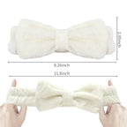Semato Bachelorette Party Favor Set Bride Spa Headband Bride Headband and Bridesmaid Headband Skincare Headbands for Women Cute Bow Head Bands Party Supplies (creamy white)