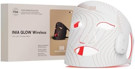 Red Light Therapy Mask for Face, Glow Wireless LED Face Mask Light Therapy with Near-Infrared Red Light (NIR), Rechargeable and Ergonomic Design for Home & Travel