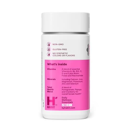 Habit Womens Multi Supplement 2 Pack (120 Capsules) - New Look, Supports General Health & Wellness, 23 Essential Vitamins and Minerals, Fruit extracts, Folate, Iron, B12, Biotin, Non-GMO