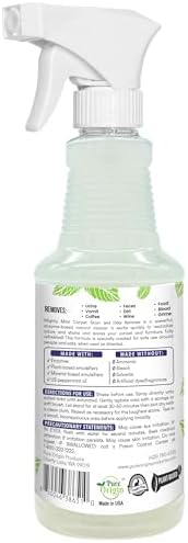 Mighty Mint Stain & Odor Remover, Natural Enzyme Spray Safely Neutralizes Odor and Stains from Dogs, Cats on Carpet, Furniture, Natural Peppermint Scent, 16oz