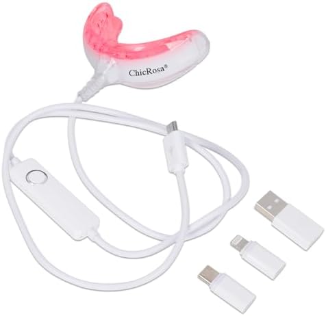 Red Light Therapy for Gums, Toothache Relief, 32 LED Periodontal Light, Bleeding Gums, Gum Health Red Light, with adapters for USB/C, iPhone, and Android from, White
