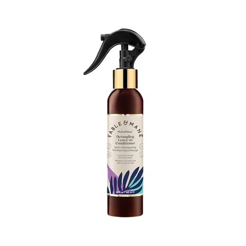 Fable & Mane Leave In Conditioner, 4.7 Fl Oz - Maha Mane Detangler Spray, Silicone-Free Leave In Conditioner for Dry Damaged Hair, Heat Protectant for Hair