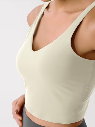ODODOS Cloud Feeling Tank Bra for Women U Back Wirefree Longline Sports Bra Yoga Crop Top