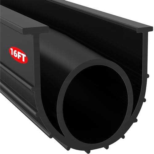 Jin&Bao Garage Door Bottom Weather Stripping Rubber Seal with T-Ends 5/16" - Protect Your Garage from Weather, Insects, and Dust with Premium Garage Door Draft Stopper（16FT, Black）
