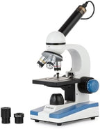 AmScope M150 Series Portable LED Monocular Student Compound Microscope - 40X-1000X Magnification - Microscope Kit Includes Dust Cover, 2 Clips & 2 Eyepieces
