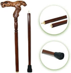 Hand Carved Wooden Walking Cane with Ergonomic Handle and Rubber Tip for Men and Women - Fashionable Unique Walking Stick for Seniors - 37 inch