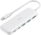 Anker USB C Hub, 5-in-1 USBC to HDMI Splitter with 4K Display, 1 x Powered USB-C 5Gbps & 2×Powered USB-A 3.0 5Gbps Data Ports for MacBook Pro, MacBook Air, Dell and More (White)