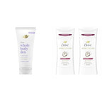 Dove Whole Body Deo Aluminum Free Invisible Cream Deodorant Coconut & Vanilla 72h Odor Control 2.5oz + Dove Advanced Care Antiperspirant Deodorant Stick Caring Coconut Twin Pack 2.6oz