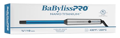 BaBylissPRO Nano Titanium Professional Curling Wand For All Hair Types, Reaches 430 Degrees For Long Lasting Curls