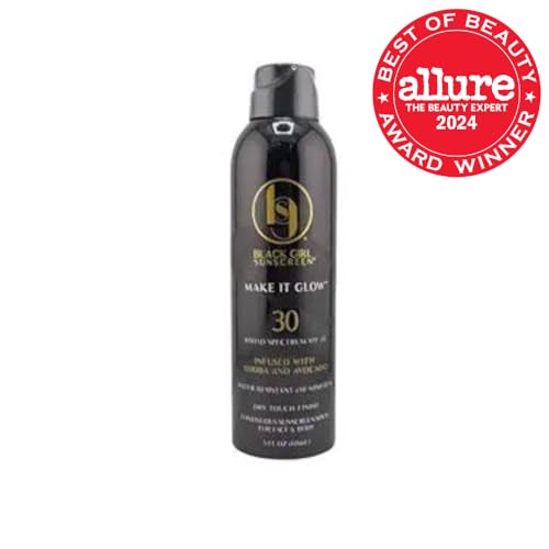 Make it Glow Face & Body Moisturizing Sunscreen Spray SPF 30, No White-Residue for Melanin Rich Skin (SPF-30-5oz-Spray)