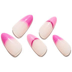 GLAMERMAID French Tip Press on Nails Medium, Short Almond Nude Pink Fake Nails Tips, Oval Round Normal Glue on Nails Stiletto Stick on Nails Gel Set, Natural Reusable Acrylic False Nail Kit for Women