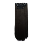 REECHO 18" Straight Long 4 PCS Set Thick Clip in on Hair Extensions Black Brown