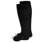 Truform 20-30 mmHg Compression Microfiber Stockings for Men and Women, Knee High Length, Open Toe, Black, Large
