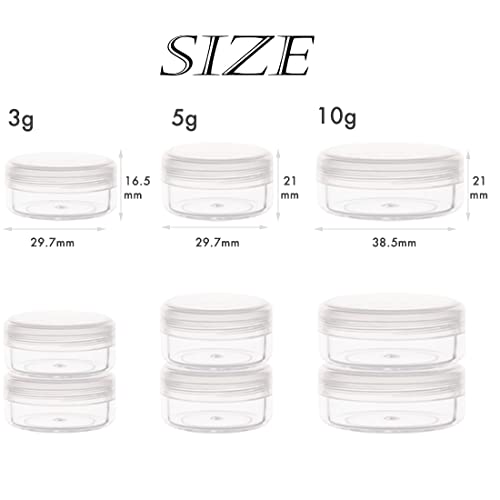 ZEJIA 3 Gram Sample Containers with Lids, 200 Count Tiny Sample Jars, 3ML Makeup Cosmetic Containers for Lip Balms, Lotion, Powder, Beauty Products(Clear Lids)