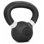 Yes4All Powder Coated Kettlebell, 9 lb Cast Iron Core Kettlebells with Non-Slip Handle & Flat Bottom for Conditioning, Heavy Duty for Strength Training - Single, White