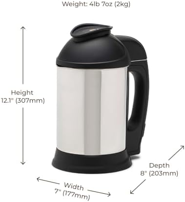 Almond Cow Nut Milk Maker Machine, Plant Based Milk Maker for Homemade Almond, Oat, Cashew Nut Milk, Soy Milk, Dairy Free Bevenrages, Stainless Steel Food Machines, 5-6 Cups Per Batch, 120V