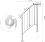 Outvita Handrails for Outdoor Steps, Wrought Iron Handrail Fits 2 or 3 Steps, Transitional Handrail with Installation Kit, Stair Railing for Concrete Steps or Wooden Stairs(White)