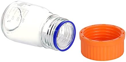 Moonetto 20 Pieces 100ml Round Graduated Lab Media Storage Glass Bottle with GL45 Polypropylene Orange Cap