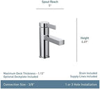 Moen Beric Chrome Modern One-Handle Single Hole Bathroom Faucet with Drain Assembly and Optional Deckplate for your Bath Sink, 84774