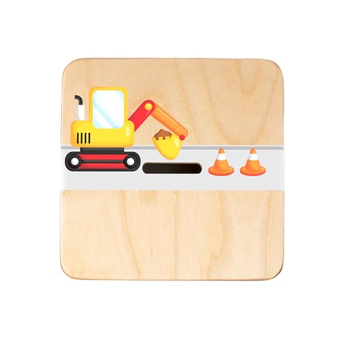 Wooden Piggy Bank for Kids and Adults, Personalized Gift Handmade in USA by BloomOwl, Custom Piggy Bank, Personalized Banks for Kids, Gifts for Baby Boys and Girls (Construction)