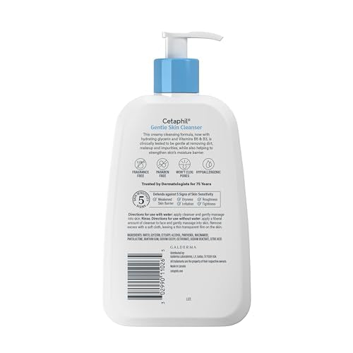 Cetaphil Face Wash, Hydrating Gentle Skin Cleanser for Dry to Normal Sensitive Skin, 8 oz, Pack of 3, Fragrance Free, Soap Free and Non-Foaming