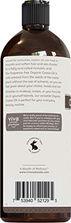 Organic Castor Oil for Eyelashes and Eyebrows - 16 fl oz, USDA Organic, Pure Hexane-Free Moisturizer Traditionally Used for Hair Growth, Natural Skin and Eyelash Serum, Cold Pressed with Beauty Kit