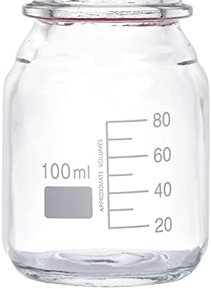 Moonetto 20 Pieces 100ml Round Graduated Lab Media Storage Glass Bottle with GL45 Polypropylene Orange Cap