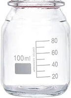 Moonetto 20 Pieces 100ml Round Graduated Lab Media Storage Glass Bottle with GL45 Polypropylene Orange Cap