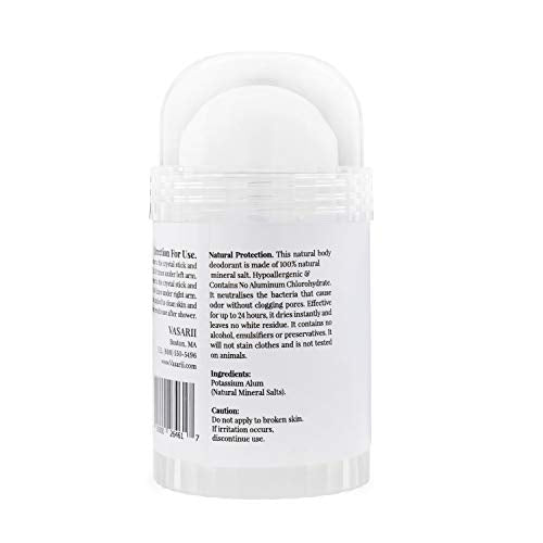 Stone – 2 Salt Crystal Deodorant Sticks, 4.25 oz. Regular + 2.5 oz. Travel Size – All Natural Unscented and Aluminum Free for Women & Men
