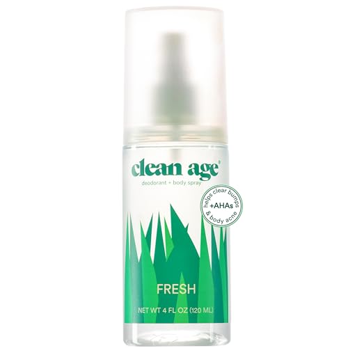 Aluminum Free Deodorant & Body Spray for Whole Body - Fresh 4oz - Clean Deodorant and Body Spray for Teen Boys and Girls - With AHA Fights Body Acne-Formula Specific Body Spray for Teens