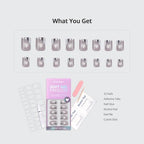 BTArtbox French Tip Press On Nails - Metallic French Tip Cat Eye Short Square Press On Nails with Glue for Women, Opaque Soft Gel Glue On Nails in 16 Sizes - 32 Stick On Nails Kit, Gleaming