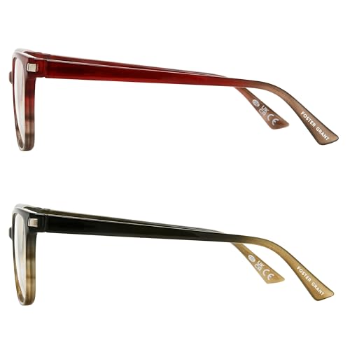 Foster Grant Women's Dakota 2-Pack Cat Eye Reading Glasses, Berry Fade, Blue/Teal Fade, 45 mm, 1.5 Diopters