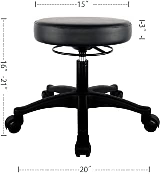 TAKE UR SEAT® 15" Table Height Adjustable Round Seat Stool Heavy Duty Built and Shipped Within 24 Hours, Spa, Medical, Lab, Black (Self-Braking Caster)