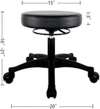 TAKE UR SEAT® 15" Table Height Adjustable Round Seat Stool Heavy Duty Built and Shipped Within 24 Hours, Spa, Medical, Lab, Black (Self-Braking Caster)