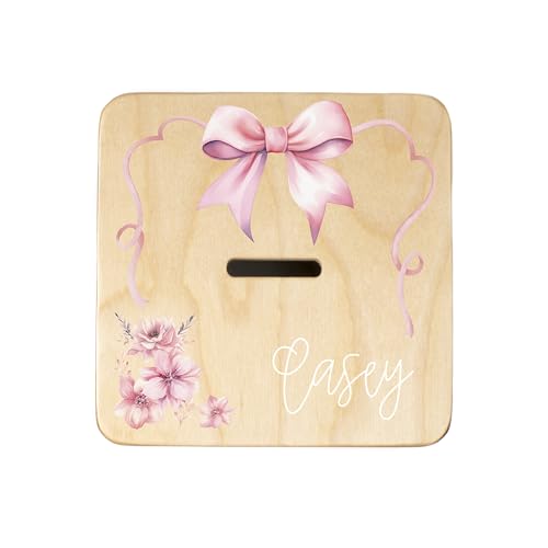 Wooden Piggy Bank for Kids and Adults, Personalized Gift Handmade in USA by BloomOwl, Custom Piggy Bank, Personalized Banks for Kids, Gifts for Baby Boys and Girls (Ballerina)