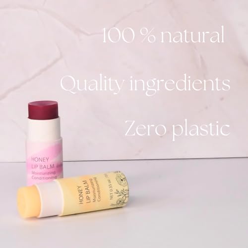 Organic Honey Lip Balm - 100% Grassfed Beef Tallow Chapstick for Women, Natural Raw Honey & Argan Oil - Ultra Moisturizing, Conditioning, Chemical Free - 3 Pack (3x0.28 oz) Tinted