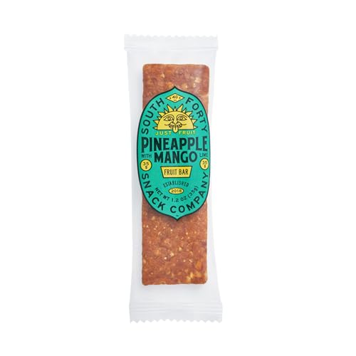 South 40 Snacks Tropical Pineapple Mango Lime Fruit Bar, just 3 Ingredients, Real Dried Fruit Leather (35g Bar, Pack of 18)