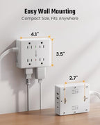 10Ft Extension Cord with Multiple Outlets, Flat Plug Surge Protector Power Strip 10 Ft Long Cord, 8 Outlets & 4 USB Ports (2 USB C), Desk Charging Station for Home Office, College Dorm Room Essentials