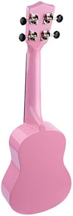 FINO Beginner Ukulele 21 Inch Soprano Ukelele for Kids Four String Wood Children Ukulele with Gig Bag (Pink)